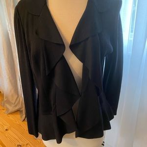 St. John Black ruffled cardigan